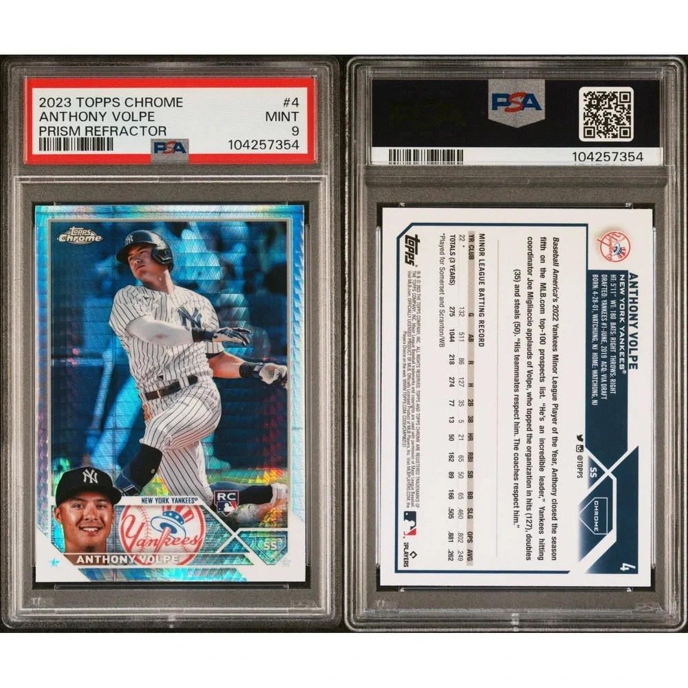 2023 Topps Chrome - Anthony Volpe #4 Prism Refractor (RC) PSA 9 MT